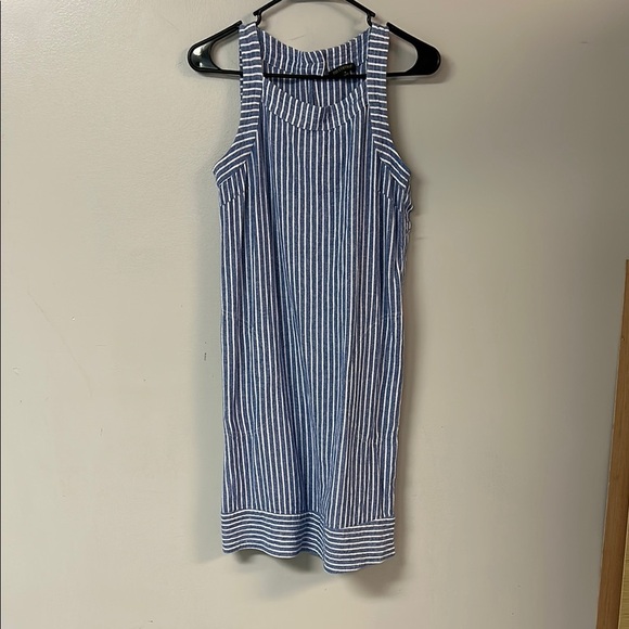 For Cynthia White and Blue Halter Sheath Midi Dress - Picture 1 of 6